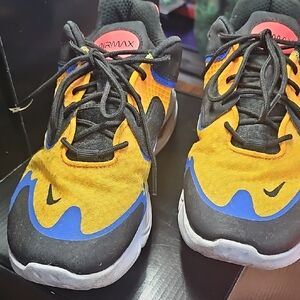 Nike Air Max Athletic Shoes - Black, Yellow, Blue